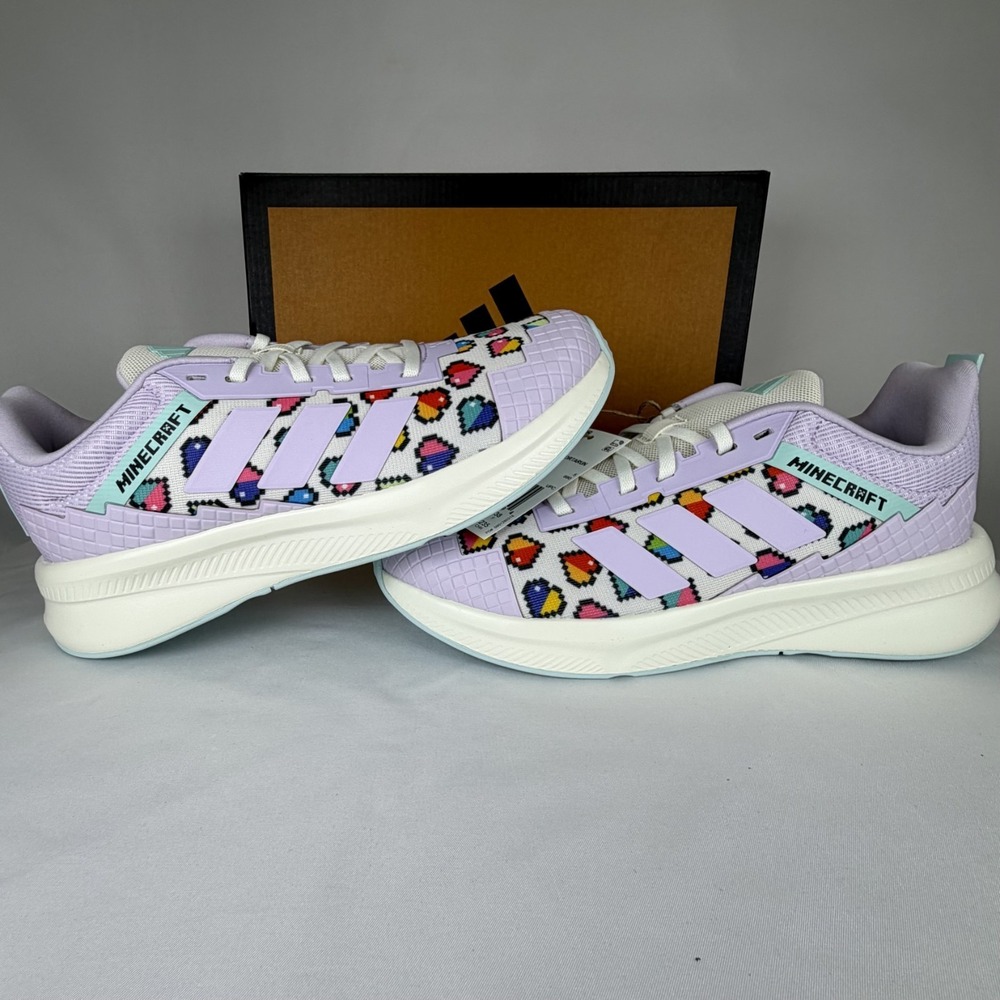Adidas Minecraft Fortarun 4.0 JR1940 Ice Lavender School Gym Kids Sz 5.5Y W7